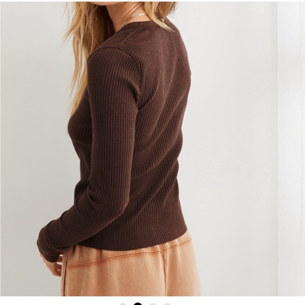 NWOT Aerie Fireside Long Sleeve Henley T-Shirt Color Royal Berry In Size…